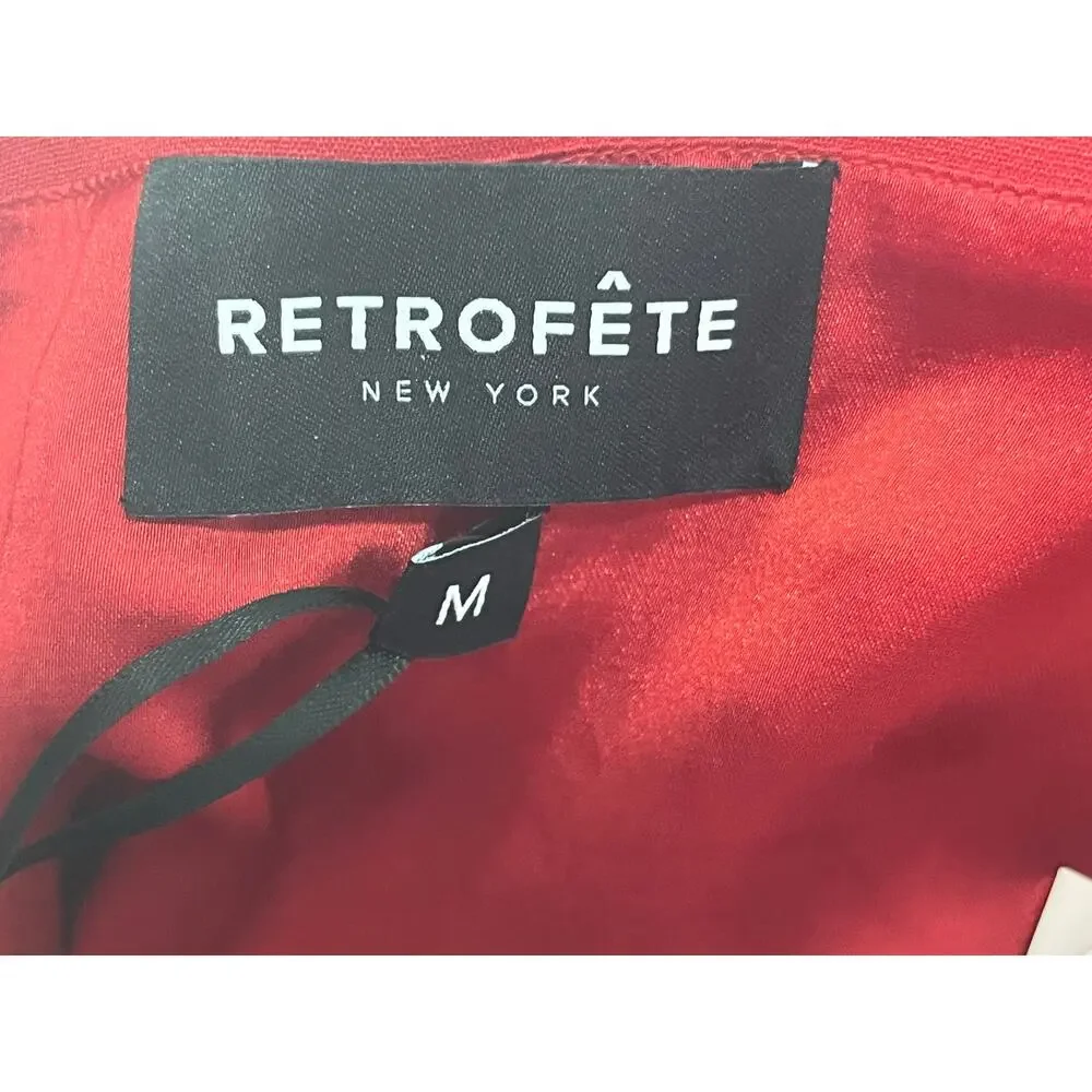 Retrofete Jumpsuit Medium Fiery Red Rhinestone Belt Glam Bling Formal NWT